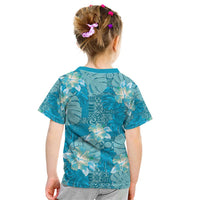 Hawaii Kid T Shirt Teal Polynesian Monstera Patterns - Polynesian Pride