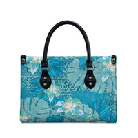 Hawaii Leather Bag Teal Polynesian Monstera Patterns - Polynesian Pride