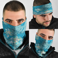 Hawaii Neck Gaiter Teal Polynesian Monstera Patterns DT05