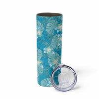 Hawaii Skinny Tumbler Teal Polynesian Monstera Patterns - Polynesian Pride