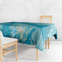 Hawaii Tablecloth Teal Polynesian Monstera Patterns - Polynesian Pride