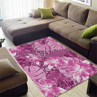 Hawaii Area Rug Magenta Polynesian Monstera Patterns - Polynesian Pride