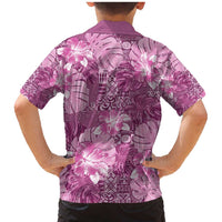 Hawaii Family Matching Mermaid Dress and Hawaiian Shirt Magenta Polynesian Monstera Patterns - Polynesian Pride