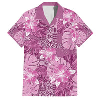 Hawaii Family Matching Puletasi and Hawaiian Shirt Magenta Polynesian Monstera Patterns - Polynesian Pride
