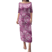 Hawaii Family Matching Puletasi and Hawaiian Shirt Magenta Polynesian Monstera Patterns - Polynesian Pride