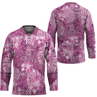 Hawaii Hockey Jersey Magenta Polynesian Monstera Patterns - Polynesian Pride