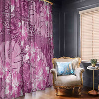 Hawaii Window Curtain Magenta Polynesian Monstera Patterns - Polynesian Pride