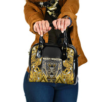 Aotearoa Ngati Whatua Shoulder Handbag Maori Tribal Gold Paua Shell Pattern DT05 One Size Yellow - Polynesian Pride