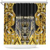 Aotearoa Ngati Whatua Shower Curtain Maori Tribal Gold Paua Shell Pattern DT05 Yellow - Polynesian Pride