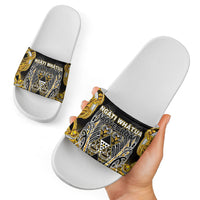 Aotearoa Ngati Whatua Slide Sandals Maori Tribal Gold Paua Shell Pattern DT05 - Polynesian Pride