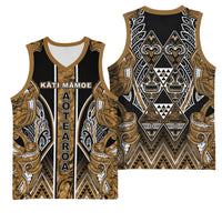Aotearoa Kati Mamoe Basketball Jersey Maori Brown Tribal Paua Shell Pattern DT05 - Polynesian Pride