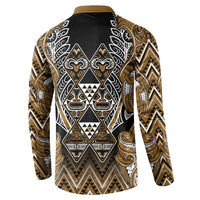 Aotearoa Kati Mamoe Button Sweatshirt Maori Brown Tribal Paua Shell Pattern DT05 - Polynesian Pride