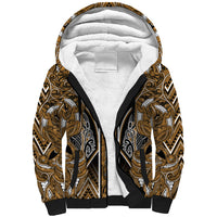 Aotearoa Kati Mamoe Sherpa Hoodie Maori Brown Tribal Paua Shell Pattern DT05 Unisex Brown - Polynesian Pride