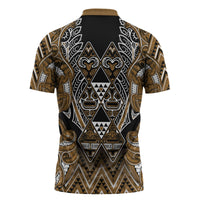 Aotearoa Kati Mamoe Zipper Polo Shirt Maori Brown Tribal Paua Shell Pattern DT05 - Polynesian Pride