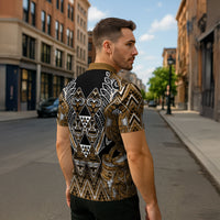 Aotearoa Kati Mamoe Zipper Polo Shirt Maori Brown Tribal Paua Shell Pattern DT05 - Polynesian Pride
