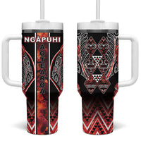Aotearoa Ngapuhi Tumbler With Handle Maori Red Tribal Paua Shell Pattern DT05 One Size: 40 oz Red - Polynesian Pride