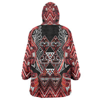 Aotearoa Ngapuhi Wearable Blanket Hoodie Maori Red Tribal Paua Shell Pattern DT05 - Polynesian Pride