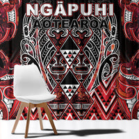 Aotearoa Ngapuhi Window Curtain Maori Red Tribal Paua Shell Pattern DT05 - Polynesian Pride