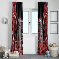 Aotearoa Ngapuhi Window Curtain Maori Red Tribal Paua Shell Pattern DT05 - Polynesian Pride