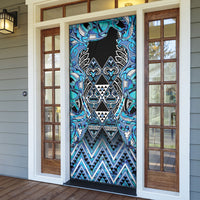 Aotearoa Ngati Porou Door Cover Maori Light Blue Tribal Paua Shell Pattern DT05 - Polynesian Pride