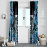 Aotearoa Ngati Porou Window Curtain Maori Light Blue Tribal Paua Shell Pattern DT05 - Polynesian Pride