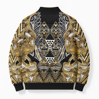 Aotearoa Waikato Tainui Bomber Puffer Jacket Maori Light Gold Tribal Paua Shell Pattern DT05 - Polynesian Pride
