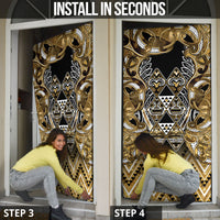 Aotearoa Waikato Tainui Door Cover Maori Light Gold Tribal Paua Shell Pattern DT05 - Polynesian Pride