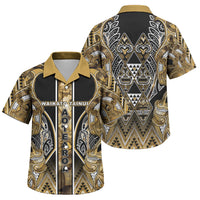 Aotearoa Waikato Tainui Family Matching Off Shoulder Maxi Dress and Hawaiian Shirt Maori Light Gold Tribal Paua Shell Pattern DT05 Son's Shirt Yellow - Polynesian Pride