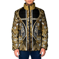 Aotearoa Waikato Tainui Padded Jacket Maori Light Gold Tribal Paua Shell Pattern DT05 Men Yellow - Polynesian Pride