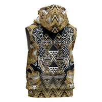 Aotearoa Waikato Tainui Sleeveless Zip Hoodie Maori Light Gold Tribal Paua Shell Pattern DT05 - Polynesian Pride