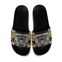 Aotearoa Waikato Tainui Slide Sandals Maori Light Gold Tribal Paua Shell Pattern DT05 Yellow - Polynesian Pride