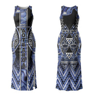 Aotearoa Ngati Kahungunu Couples Matching Tank Maxi Dress and Hawaiian Shirt Maori Tribal Blue Paua Shell Pattern DT05 - Polynesian Pride