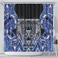 Aotearoa Ngati Kahungunu Shower Curtain Maori Tribal Blue Paua Shell Pattern DT05 - Polynesian Pride