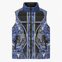 Aotearoa Ngati Kahungunu Sleeveless Puffer Jacket Maori Tribal Blue Paua Shell Pattern DT05 Unisex Blue - Polynesian Pride