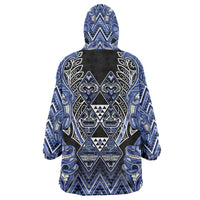 Aotearoa Ngati Kahungunu Wearable Blanket Hoodie Maori Tribal Blue Paua Shell Pattern DT05 - Polynesian Pride