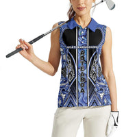 Aotearoa Ngati Kahungunu Women Sleeveless Polo Shirt Maori Tribal Blue Paua Shell Pattern DT05 - Polynesian Pride