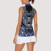 Aotearoa Ngati Kahungunu Women Sleeveless Polo Shirt Maori Tribal Blue Paua Shell Pattern DT05 - Polynesian Pride