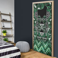 Aotearoa Ngai Tahu Door Cover Maori Tribal Dark Green Paua Shell Pattern DT05 - Polynesian Pride