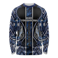 Aotearoa Tuwharetoa Long Sleeve Shirt Maori Tribal Navy Paua Shell Pattern DT05 Unisex Navy - Polynesian Pride