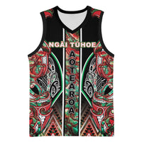 Aotearoa Ngai Tuhoe Basketball Jersey Maori Tribal Red And Green Paua Shell Pattern DT05 Unisex Red - Polynesian Pride
