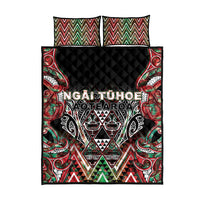Aotearoa Ngai Tuhoe Quilt Bed Set Maori Tribal Red And Green Paua Shell Pattern DT05 - Polynesian Pride