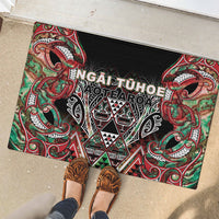 Aotearoa Ngai Tuhoe Rubber Doormat Maori Tribal Red And Green Paua Shell Pattern DT05 - Polynesian Pride