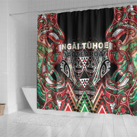 Aotearoa Ngai Tuhoe Shower Curtain Maori Tribal Red And Green Paua Shell Pattern DT05 - Polynesian Pride