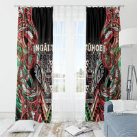 Aotearoa Ngai Tuhoe Window Curtain Maori Tribal Red And Green Paua Shell Pattern DT05 - Polynesian Pride