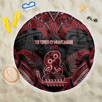 New Zealand Waitangi Day Beach Blanket Te Tiriti O Waitangi 1840 DT05 One Size 150cm Black - Polynesian Pride
