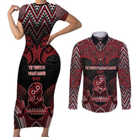 Personalised New Zealand Waitangi Day Couples Matching Short Sleeve Bodycon Dress and Long Sleeve Button Shirt Te Tiriti O Waitangi 1840 - Polynesian Pride