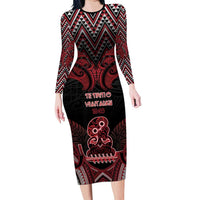 Personalised New Zealand Waitangi Day Family Matching Long Sleeve Bodycon Dress and Hawaiian Shirt Te Tiriti O Waitangi 1840 - Polynesian Pride