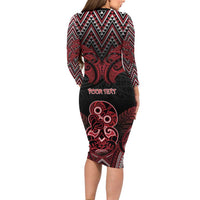 Personalised New Zealand Waitangi Day Family Matching Long Sleeve Bodycon Dress and Hawaiian Shirt Te Tiriti O Waitangi 1840 - Polynesian Pride