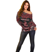 Personalised New Zealand Waitangi Day Off Shoulder Sweater Te Tiriti O Waitangi 1840 - Polynesian Pride