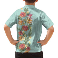 Hawaii Tropical Family Matching Outfit Hibiscus Flowers Polynesian Off Shoulder Long Sleeve Dress And Shirt Family Set